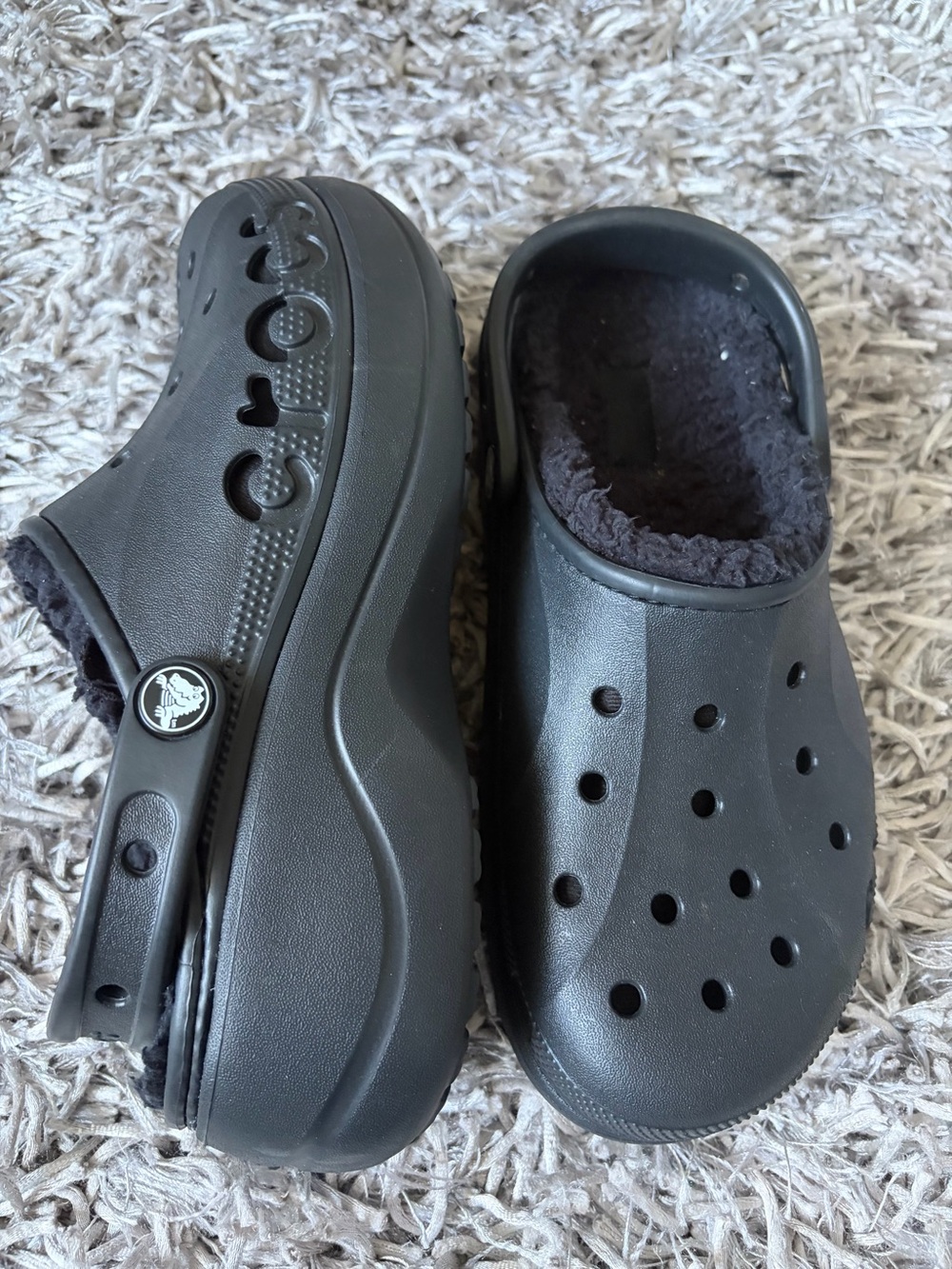 CROCD Faux-Fur Lined Clogs platform 8